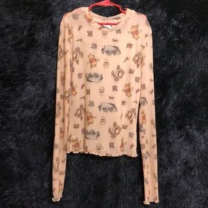 Disney Winnie The Pooh Sheer Nude Long Sleeve Graphic Top  Women’s XS